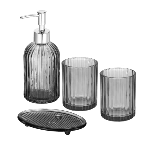 PATIKIL Ensemble 4 accessoires salle de bain verre rayures