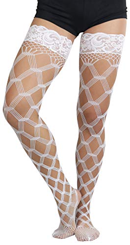 Image of ToBeInStyle Women's Multi-Strand Large Diamond Fence Net Thigh High Stockings