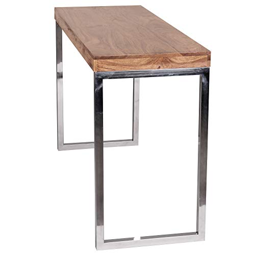 WOHNLING Konsolentisch Massivholz Akazie Konsole mit Metallbeinen Schreibtisch 120 x 45 cm Landhaus-Stil Sideboard Modern Massiv dunkel-braun Echt-holz Natur Anrichte PC-Tisch Sekretör Tisch Flur - 8