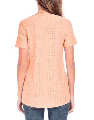 Women's Tunic Tops Loose Fit Short Sleeve Shirts Crew Neck Summer Casual Tops4