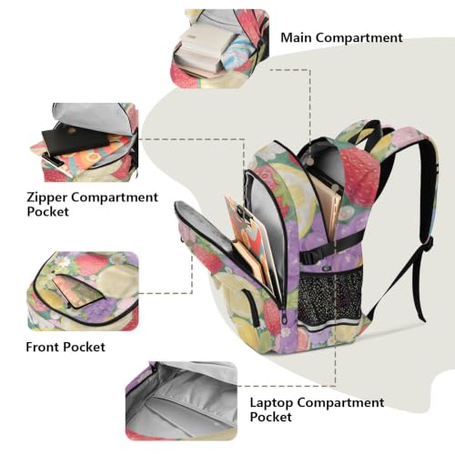 Mochila para equipaje y campus universitario con alegres diseños frutales 5