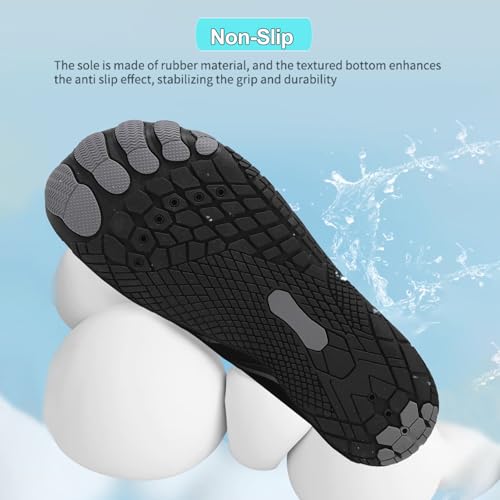 Image of Beach Water Shoes for Women Men Quick Dry Non-Slip Wide Toe Hike Barefoot Footwear for Beach Pool Aqua Swim Surf Walk