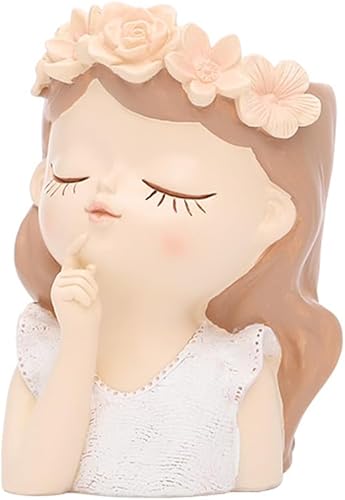 Miniatura 1 de Macetero de cabeza, macetas de cara, macetas de pensamiento con cabezas de niña, maceta de caras de dama, macetas de cara de arte suculentas,
