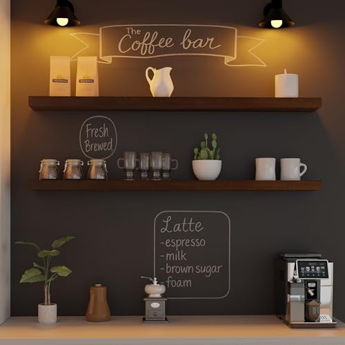 IEO Long Wooden Floating Shelves for Room Wall, 48 Inch Natural Wood Floating Shelves Wall Mounted Kitchen Shelf for Living Room, Bedroom, Kitchen,Bathroom, Storage, Set of 2, Walnut