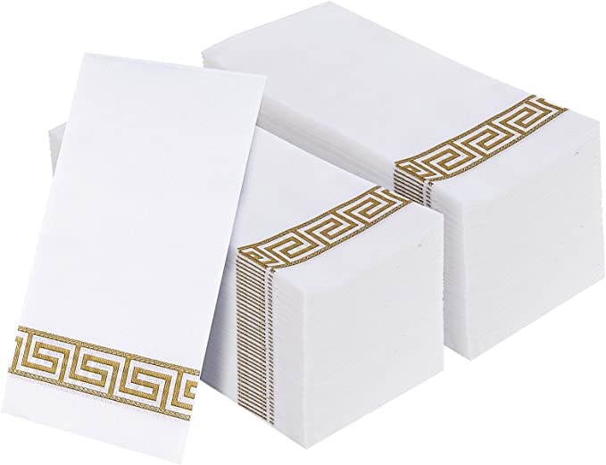 YIDUHAO Gold Napkins,Disposble Cloth Like Napkins, Dinner Napkins,Disposble Hand Towels, Linen-Feel Paper Napkins,12x17inch,Pack of 100