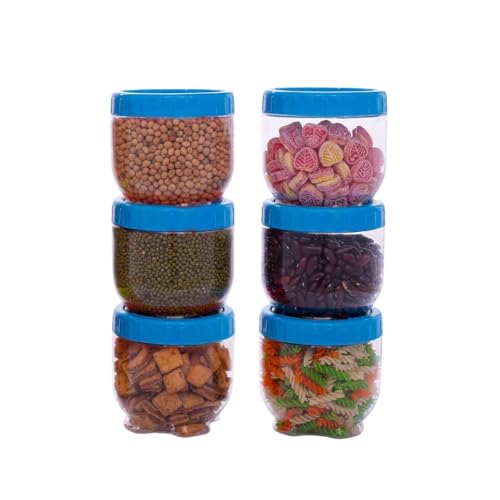 Image of 250ml Transparent Plastic Container & Jar Set for Kitchen Storage Dabba Set for Dry Fruits, Spices, Herbs & Dry Masala |Small Storage Boxes for Hotels, Restaurants, & Cloud Kitchens Set of 6