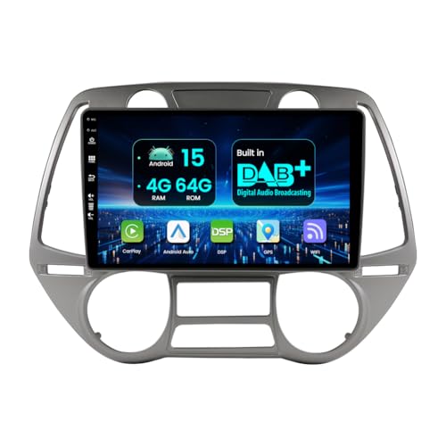 MISONDA Integrado Dab+ Android 15 Autoradio para Hyundai i20 2008-2012 Cámara y micrófono Gratis 4G+64G Autoradio con WiFi/Carplay/DSP/RDS IPS 9 Pulgadas