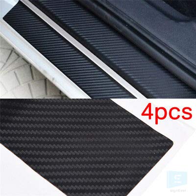 SIGN EVER™ 3D Black Carbon Fiber Vinyl Car Wrap Sheet Roll Anti-Scratch Door Sill Car Decal L x H 55 x 5 Cms(Pack of 4)