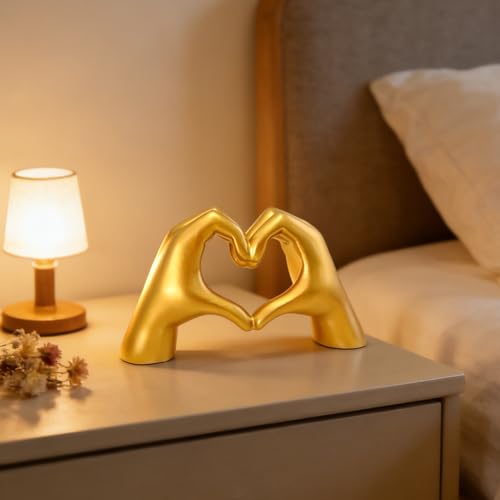 Escultura de Manos en Corazón Oro para Decoración miniatura 7