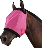 Horse Fly Mask, Adjustable UV Protection Breathability, Nose Coverage Options, Soft, Comfortable & Durable, Ideal for Protecting Your Horse (Pink)