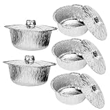 BESPORTBLE Speisetopf 5st Topf Aus Aluminiumfolie Einweg-en Grillfolienpfanne Mit Deckel Aluminiumtöpfe Aluminiumpfanne Einweg Grillpfannen Aus Einwegtopf Kuchenstand Draussen