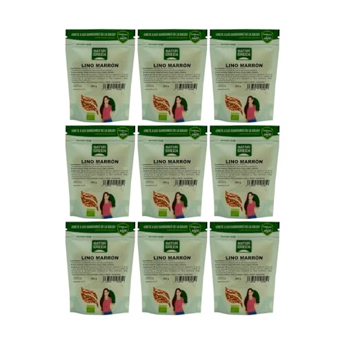 NaturGreen - Semillas de Lino Marron BIO, Semillas Ecológicas, Fuente de Omega 3, Ricas en Fibra, Sin Gluten, Vegan - Pack 9 Unidades de 225 g