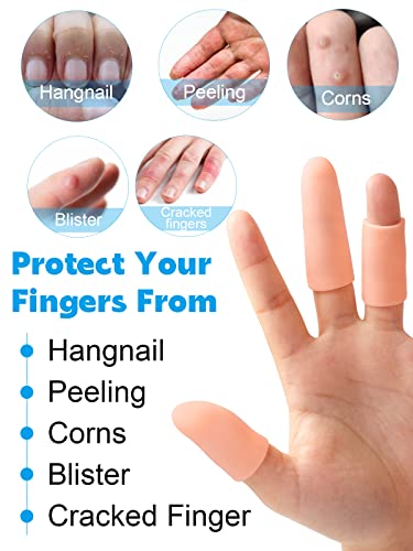 Sumifun Finger Covers, 10 Packs of Finger Sleeves Protector for Nails, Fingertips, Scald, Finger Pain Relief, Finger Tubes for Crafting, Basketball, Volleyball, Gardening - Thumbnail 2