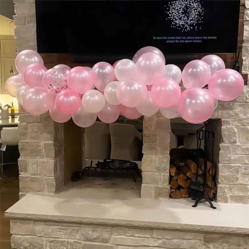 Image of 60pc Light Pink Balloons Metallic Pink Balloon Pink Latex Ballons and Pear White Balloons for Birthday Baby Shower Princess Party Decorations