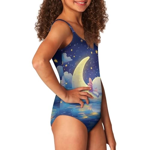 Image of One Piece Bathing Suit for Teen Girls Comfy Crewneck Backless Bathing Suit