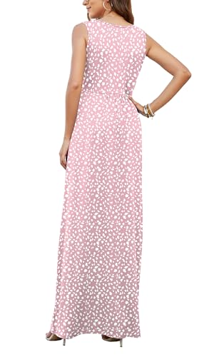 Image of AUSELILY Maxi Dresses for Women Summer Casual Sleeveless V Neck Wrap Dress | Sleeveless Long maxi dress with wrap V neck & side pockets, for formal cocktail, beach & casual daily wear
