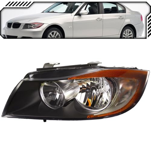 EPIC LIGHTING OE Style Halogen Headlight Assembly Replacement for BMW 06-08 323i 325i 07-08 328i 335i [ BM2502133 63116942725 ] Left Driver Side
