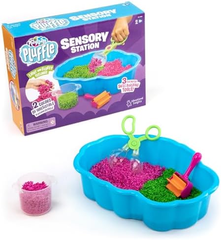 Educational Insights Pluffle Sensory Station – Tactile Sensory Toys for Toddlers 3-4, Mess Free Slime Alternative, Satisfying Foam Sand Bin Filler, All-in-One Kit with Tools and Supplies