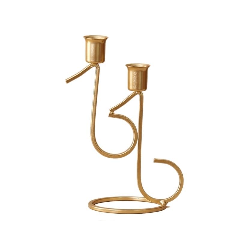 Świecznik Iron Art Nuty Muzyka Świecznik zapachowy Ozdoby Romantyczny ślub Kolacja przy świecach Nowoczesna Canlder (Color : 2 top golden)
