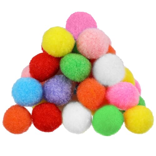 Tyqour 100 Stück Bunte Pompons zum Basteln, 3cm Bunt Filzkugeln Pompoms Bommeln zum Basteln Groß Pompons Bunte Pom Poms für Weihnachten Ostern Kinder DIY Kreativen Handwerk Dekorationen