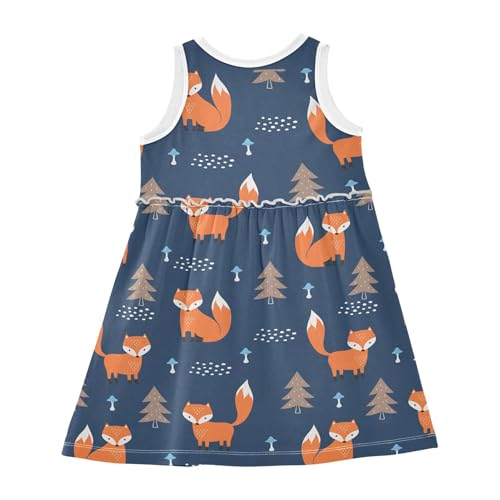Cute Foxes Cute Animal Summer Girl Dress Casual Dress Sleeveless Toddler Girl Outfits Infant Girl Clothes Size 82