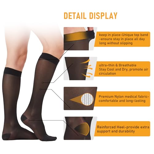 Chaussettes de compression transparentes 15-20 mmHg circulation