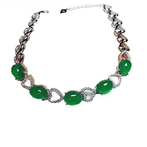 Bracelet en jade calcédoine verte naturelle et argent 925 authentique du Brésil