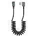 Mcdodo LED 90 grados Cable elástico USB C en Espiral, ángulo recto Cable retráctil Tipo C de Datos Cable de Carga QC 4.0 Cable de Carga en Espiral,para S10 S9 S8 Huawei P30 P20-elástico a 1.8m Negro