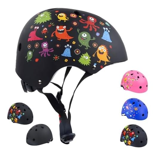 Casco Infantil - Ligero, Ajustable y Ventilado - para Niños de 3-8 y 6-10 Años - para Patinar Bicicleta Monopatín BMX (Fiesta Monstruo, 50-54cm (S))