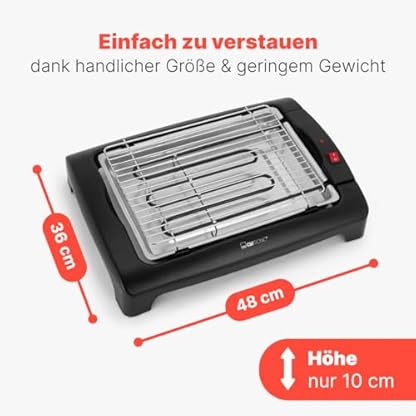 Clatronic® Barbecue-Tischgrill | ideal für Balkon & Küche | Tischgrill elektrisch | Elektrogrill mit Cool Touch-Gehäuse | abnehmbares Grillrost | Grill mit Metallauffangschale | 2000 W | BQ 2977 N – Bild 5