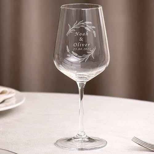 Miniatura 3 de Wanapix Pack 2 Copas De Vino Personalizadas Estuche De Regalo Incluido Copa De Cristal Grabada Para Vino Con Nombre O Texto Pack De Copas De Cristal Flowers