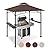 5x8ft Grill Gazebo Canopy for Patio, Outdoor BBQ Gazebo with Shelves & Extra 2 LED Light, (Brown)