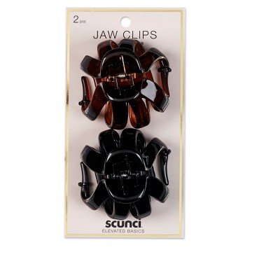 Scunci 7cm No Slip Jaw Clips - 2pk Black/Brown