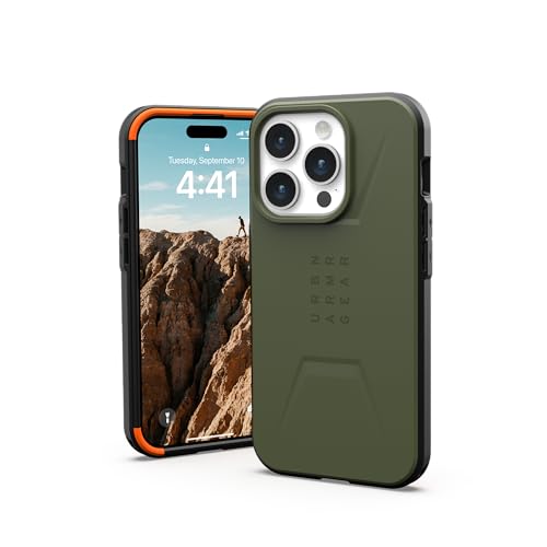 Image of Urban Armor Gear UAG Civilian Mag-Safe Compatible, Slim Fit Rugged Protective Case /Cover Designed for iPhone 15 Pro (6.1-Inch) (2023) (Military Drop Tested) - Olive Drab