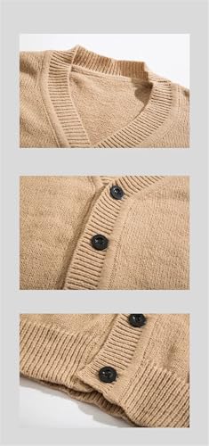 Men Casual V-Neck Cardigan Sweaters Solid Long Sleeve Single-Breasted Loose Knitted Outerwear3