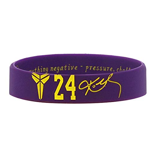 Hpparty 5Pcs Luminous Lakers Kobe Bracelets, Silicone/Polyester Weave Light Up Glowing Adjustable Sports Bracelet Black Mamba Mens Fashion Accessories (1Pcs Purple Silicone Bracelet,One Size)