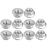 uxcell M4 Serrated Flange Hex Lock Nuts, 316 Stainless Steel, 10 Pcs