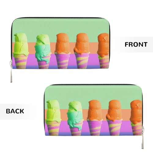 Pu Leather Wallet For Women Girl, Zip Around Credit Card Holder Ice Cream Rainbow Gradient Long Wallet Clutch Purse Waterproof Travel Handbag2