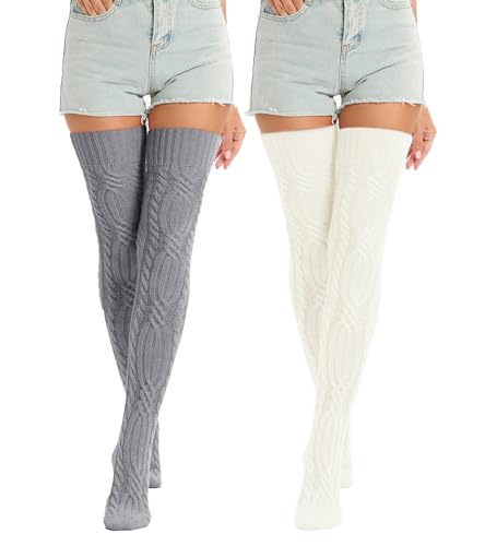Image of Sexybody Women's Thigh High Socks Over the Knee Knit Socks, Winter Leg Warmers Stockings Knee High Tube Arctic Fleece
