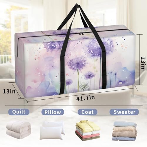 Mystical Dandelion Extra Large Moving Bags Heavy Duty Storage Bags Graffiti Dandelion Cloth Wrap Around Handles Double Zipper Reusable Convenient Foldable Storage Tote for Travel Camping Space Save2