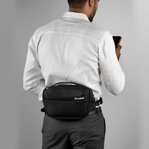 Image of CRALOFT Travel Waist Pouch Fanny Bag for Men & Women, Water-Resistance EVA 600GSM Polyster Crossbody Bag for Man & Woman, Stylish Chest Bag for Mobile Money Passport