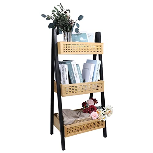 Image of DK.AMZ Bookshelf 3-Tier Shelf,Bookcase Book Storage Plant Stand Rack Freestanding Floor for Home Bathroom,Living Room, Kitchen,Easy to Assemble, Natural