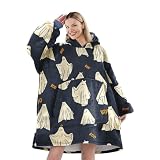 Nogkdyc Manta con capucha para mujer, talla grande, de franela, para Halloween, ropa casual para el hogar, pijamas de invierno con capucha para mujeres y hombres-011-A