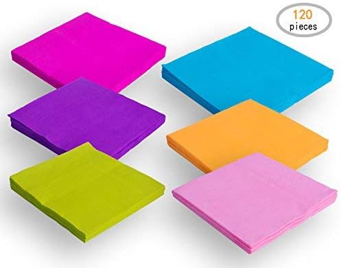 TWY 120 Pieces Beverage Paper Napkins 2-Ply Decorative Paper Table Napkins for Party , Mixed Color
