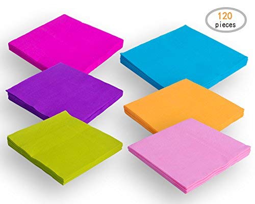 TWY 120 Pieces Beverage Paper Napkins 2-Ply Decorative Paper Table Napkins for Party , Mixed Color
