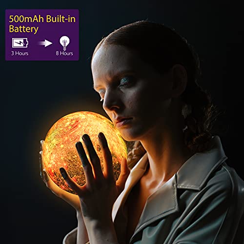 Moon Lamp, Uooea 5.9 Inch 16 Color Led 3D Print Galaxy Lamp, Usb Rechargeable Remote & Touch Control, With Wood Stand & Hanging Net, Planet Star Lamp For Kids Baby Friend Birthday Room Space Decor #TOP4
