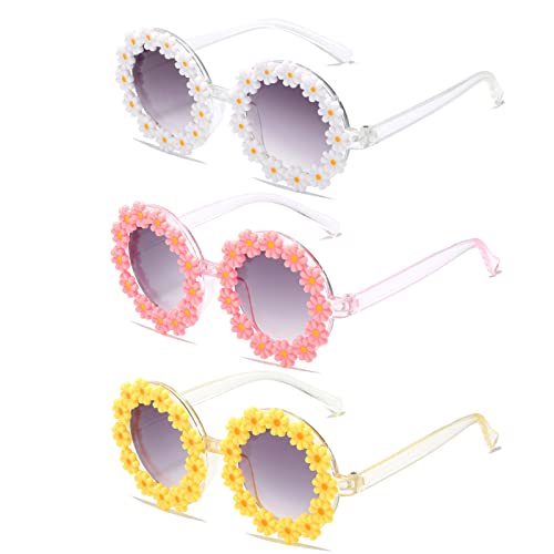 Image of WZWLKJ Round Flower Sunglasses for Baby Girls Flower Shaped Cute Glasses UV 400 Protection Outdoor Beach Girl Boy