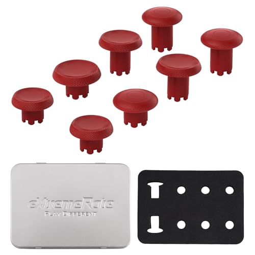 Image of eXtremeRate ThumbsGear Interchangeable Thumbsticks for PS5 Edge Controller, Replacement Carmine Red Analog Thumb Sticks Caps for PS5 Edge Controller - 4 Heights 3 Surfaces Grips - NO Thumbstick Base