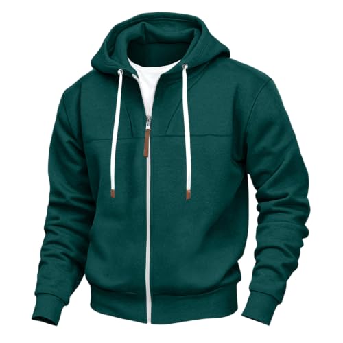 Mens Full Zip Hoodies Fashion Fleece Drawstring Hooded Sweatshirts Jackets - image 4