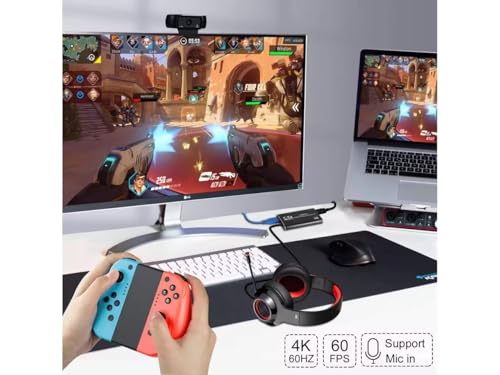 Image of FORIDA 4K HDMI Video Capture Card USB 3.0 with HDMI Loop-Out, 1080P 60FPS Game Capture Device for Live Streaming, Video Recording, Works with Nintendo Switch, PS4 /PS5, Xbox, PC, OBS, Camera